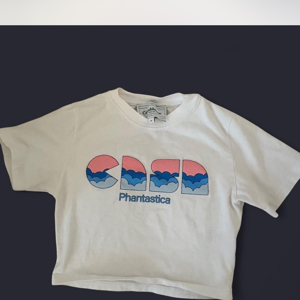 White and Pink Crop Top with Casual Style